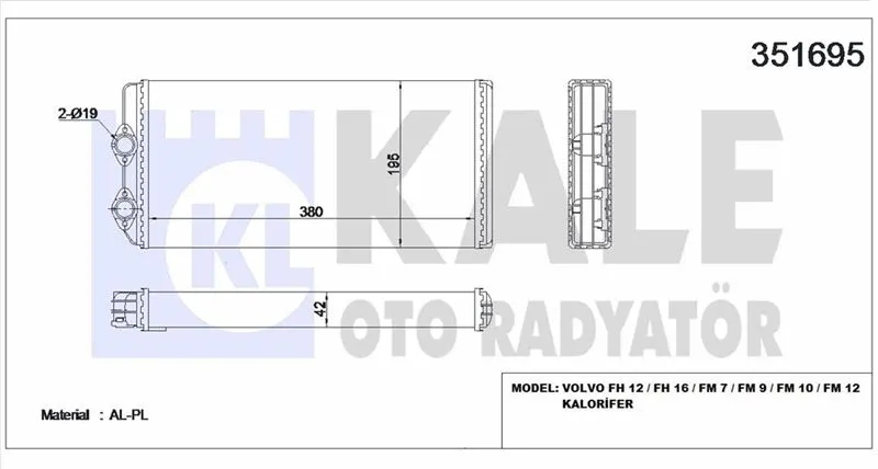 KALE RADYATOR - Ağır Vasıta KALORİFER RADYATÖRÜ KALE 351695