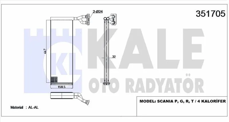 KALE RADYATOR - Ağır Vasıta KALORİFER RADYATÖRÜ KALE 351705