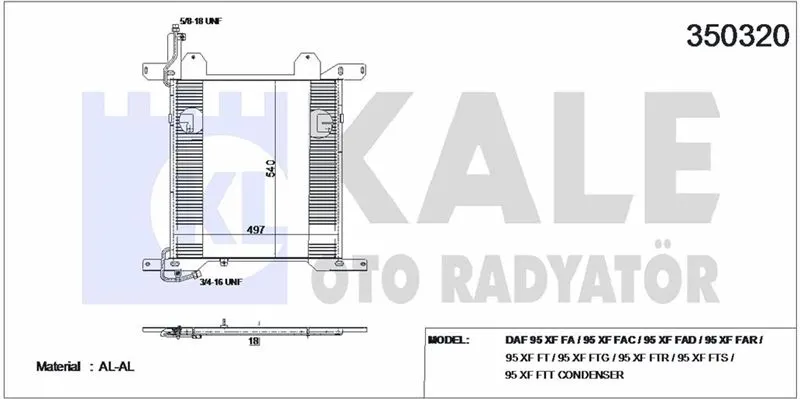 KALE RADYATOR - Ağır Vasıta KLİMA RADYATÖRÜ KALE 350320