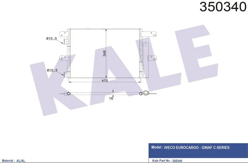 KALE RADYATOR - Ağır Vasıta KLİMA RADYATÖRÜ KALE 350340
