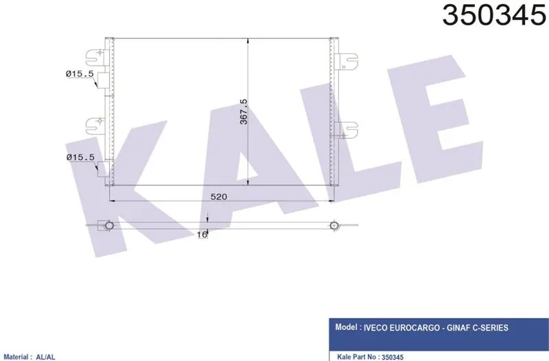 KALE RADYATOR - Ağır Vasıta KLİMA RADYATÖRÜ KALE 350345