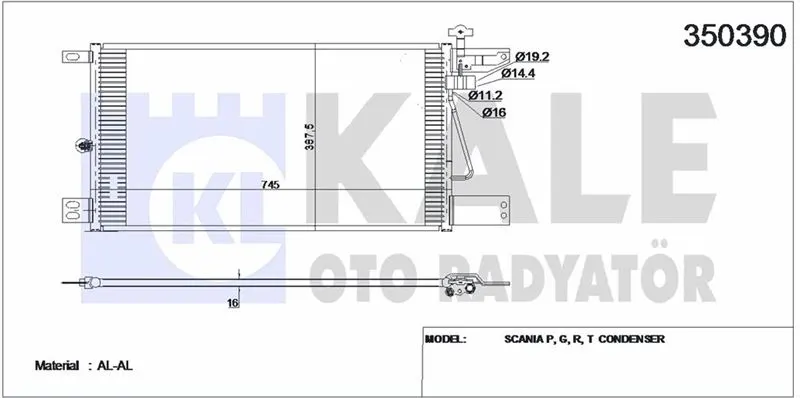 KALE RADYATOR - Ağır Vasıta KLİMA RADYATÖRÜ KALE 350390