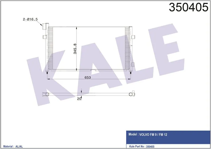 KALE RADYATOR - Ağır Vasıta KLİMA RADYATÖRÜ KALE 350405