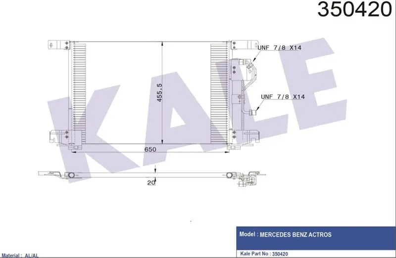 KALE RADYATOR - Ağır Vasıta KLİMA RADYATÖRÜ KALE 350420