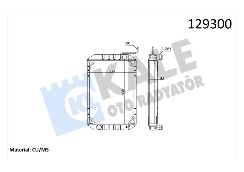 KALE RADYATOR - Ağır Vasıta SU RADYATÖRÜ KALE 0835345PA
