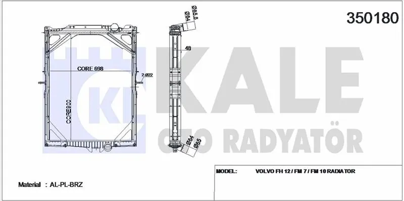 KALE RADYATOR - Ağır Vasıta SU RADYATÖRÜ KALE 350180