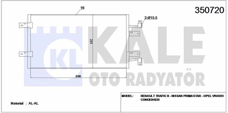KALE RADYATOR KLİMA RADYATÖRÜ KALE 350720
