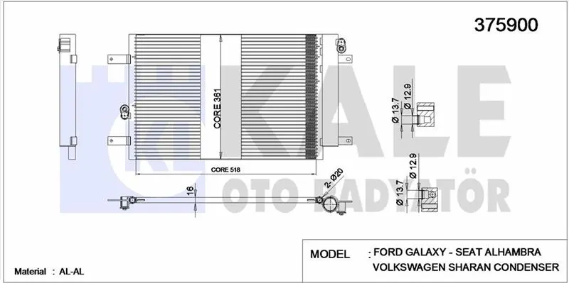 KALE RADYATOR KLİMA RADYATÖRÜ KALE 375900