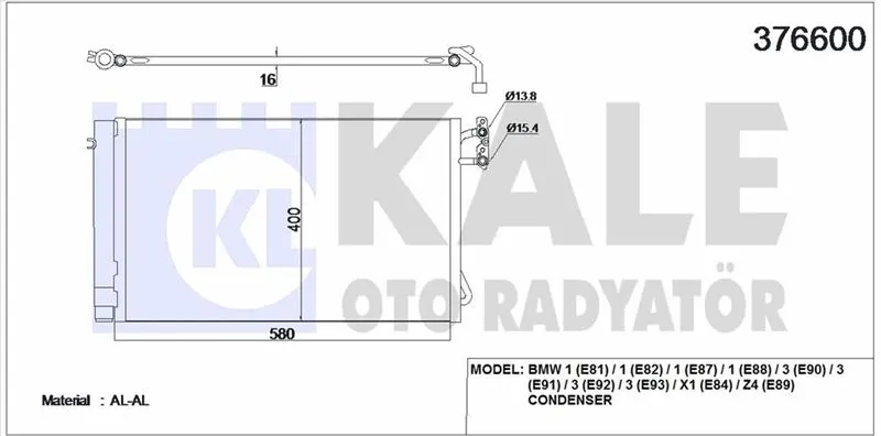 KALE RADYATOR KLİMA RADYATÖRÜ KALE 376600