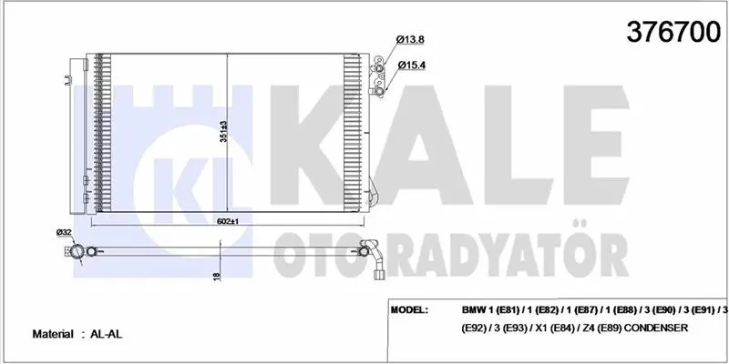 KALE RADYATOR KLİMA RADYATÖRÜ KALE 376700