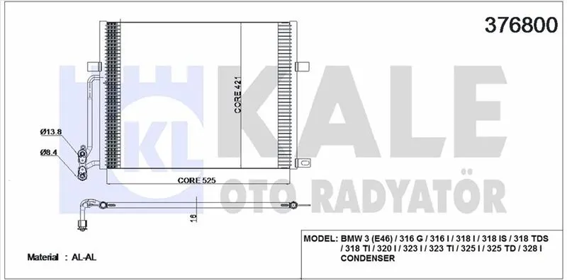KALE RADYATOR KLİMA RADYATÖRÜ KALE 376800