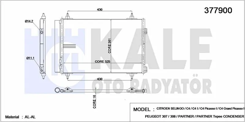 KALE RADYATOR KLİMA RADYATÖRÜ KALE 377900
