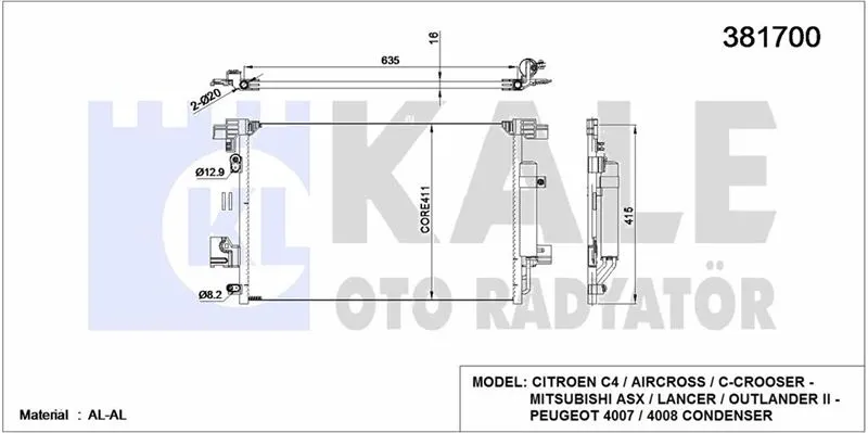 KALE RADYATOR KLİMA RADYATÖRÜ KALE 381700