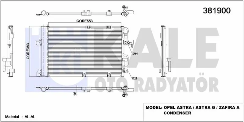 KALE RADYATOR KLİMA RADYATÖRÜ KALE 381900