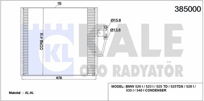 KALE RADYATOR KLİMA RADYATÖRÜ KALE 385000