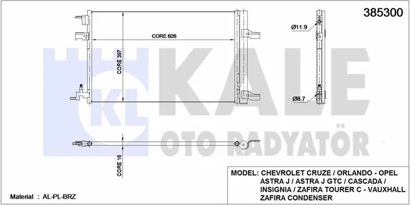 KALE RADYATOR KLİMA RADYATÖRÜ KALE 385300