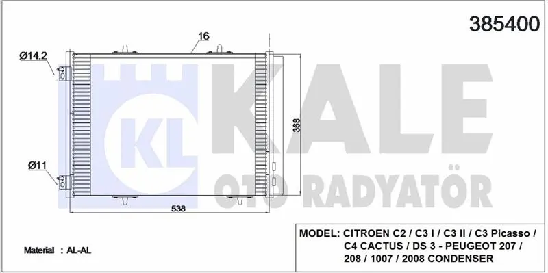 KALE RADYATOR KLİMA RADYATÖRÜ KALE 385400
