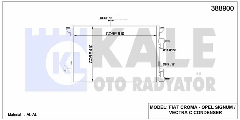 KALE RADYATOR KLİMA RADYATÖRÜ KALE 388900