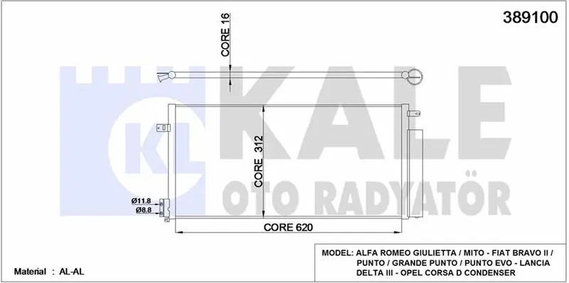 KALE RADYATOR KLİMA RADYATÖRÜ KALE 389100