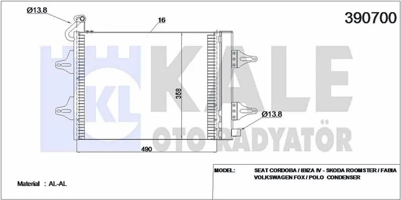 KALE RADYATOR KLİMA RADYATÖRÜ KALE 390700