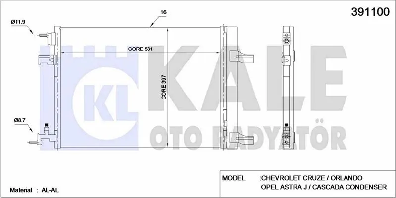 KALE RADYATOR KLİMA RADYATÖRÜ KALE 391100