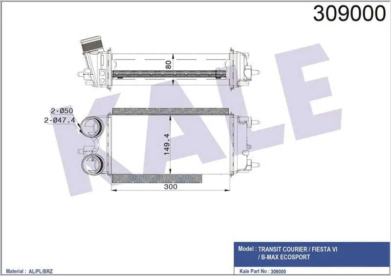 KALE RADYATOR TURBO RADYATÖRÜ INTERCOOLER KALE 020CAC120