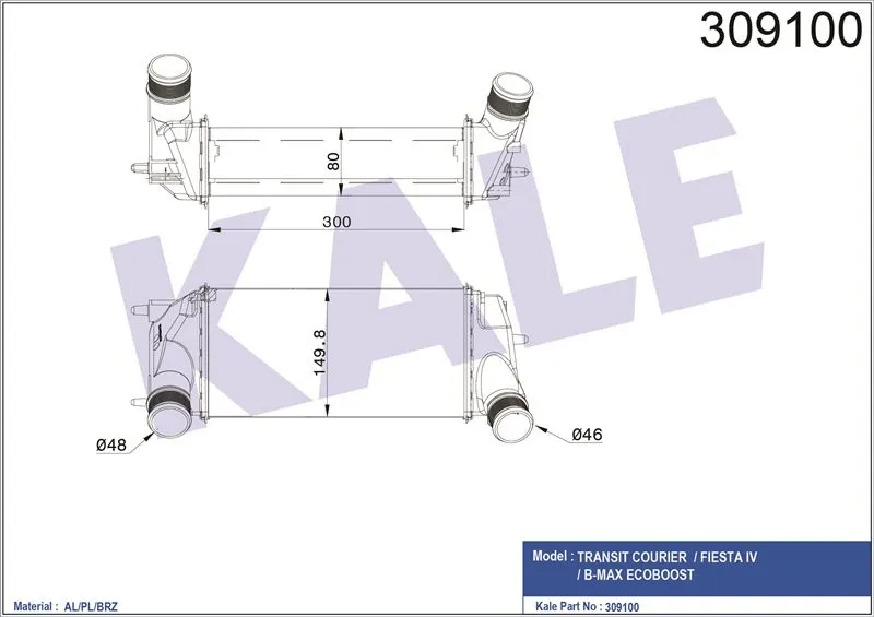 KALE RADYATOR TURBO RADYATÖRÜ INTERCOOLER KALE 020CAC130