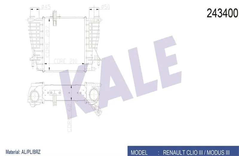 KALE RADYATOR TURBO RADYATÖRÜ INTERCOOLER KALE 050CAC020