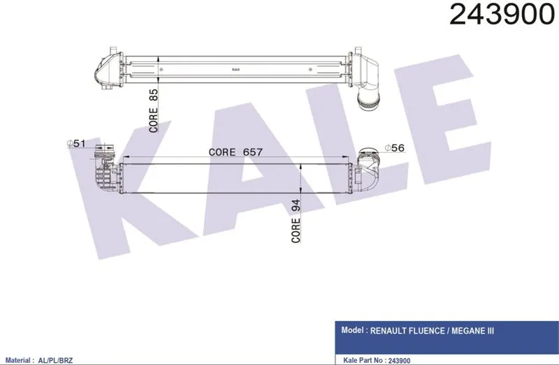 KALE RADYATOR TURBO RADYATÖRÜ INTERCOOLER KALE 050CAC050