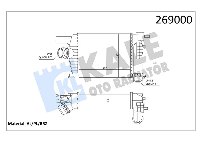 KALE RADYATOR TURBO RADYATÖRÜ INTERCOOLER KALE 050CAC060
