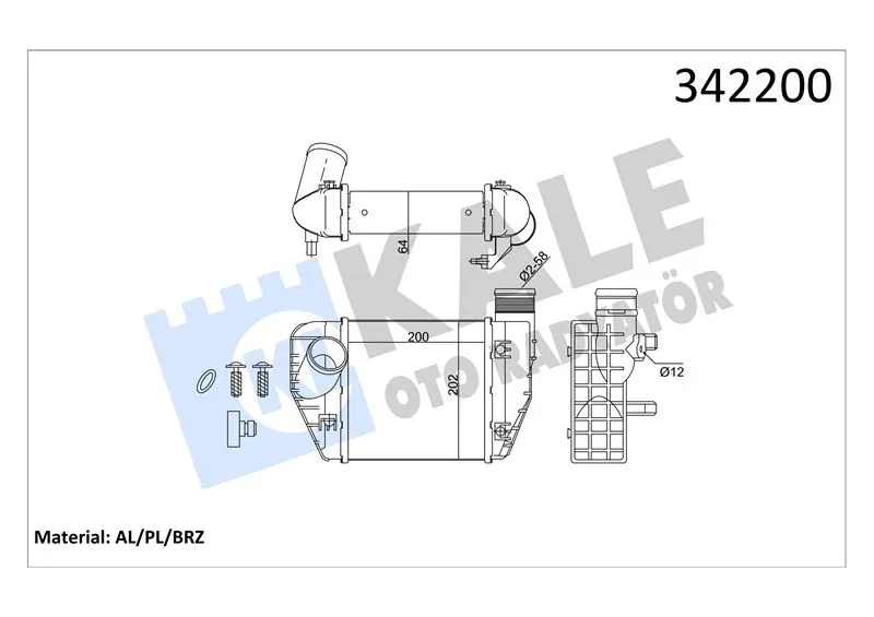 KALE RADYATOR TURBO RADYATÖRÜ INTERCOOLER KALE 342200