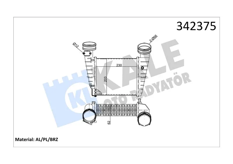 KALE RADYATOR TURBO RADYATÖRÜ INTERCOOLER KALE 342375