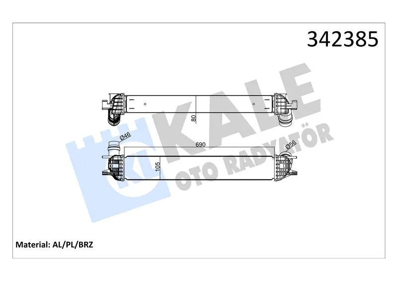 KALE RADYATOR TURBO RADYATÖRÜ INTERCOOLER KALE 342385