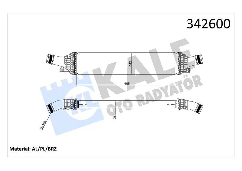 KALE RADYATOR TURBO RADYATÖRÜ INTERCOOLER KALE 342600