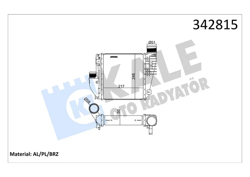 KALE RADYATOR TURBO RADYATÖRÜ INTERCOOLER KALE 342815