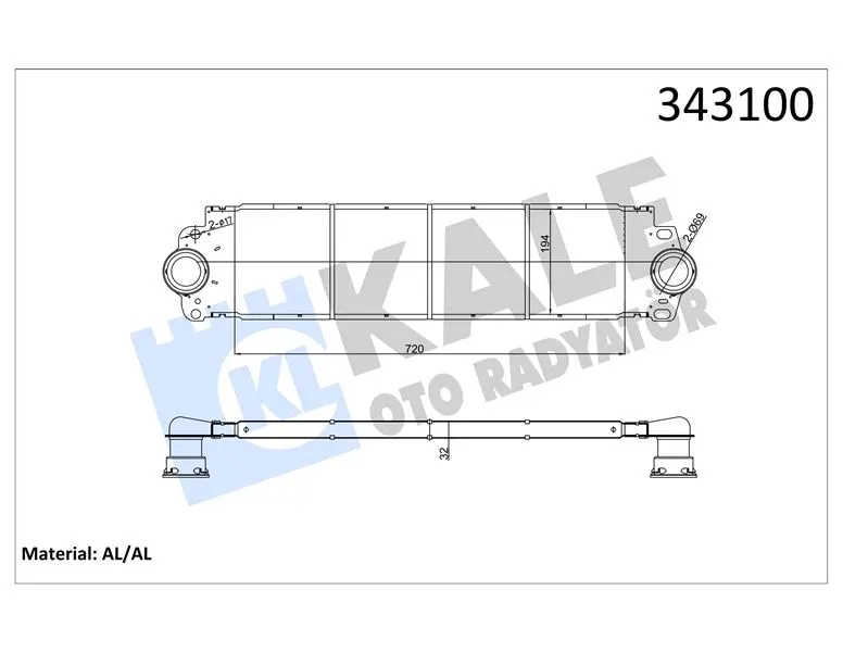 KALE RADYATOR TURBO RADYATÖRÜ INTERCOOLER KALE 343100
