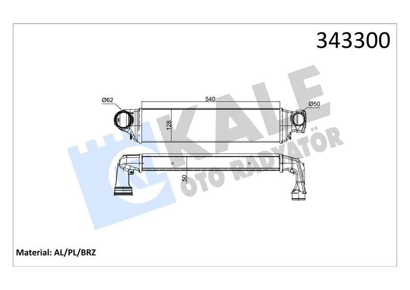 KALE RADYATOR TURBO RADYATÖRÜ INTERCOOLER KALE 343300