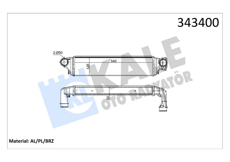 KALE RADYATOR TURBO RADYATÖRÜ INTERCOOLER KALE 343400