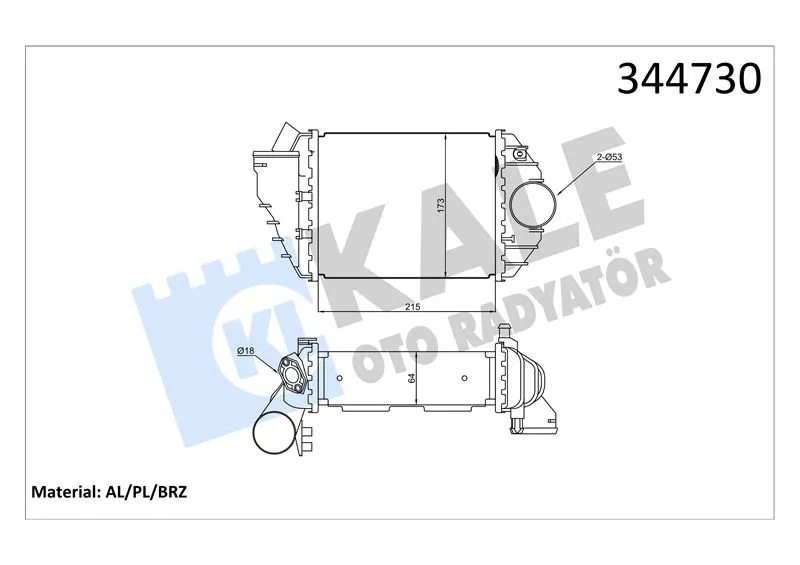 KALE RADYATOR TURBO RADYATÖRÜ INTERCOOLER KALE 344730