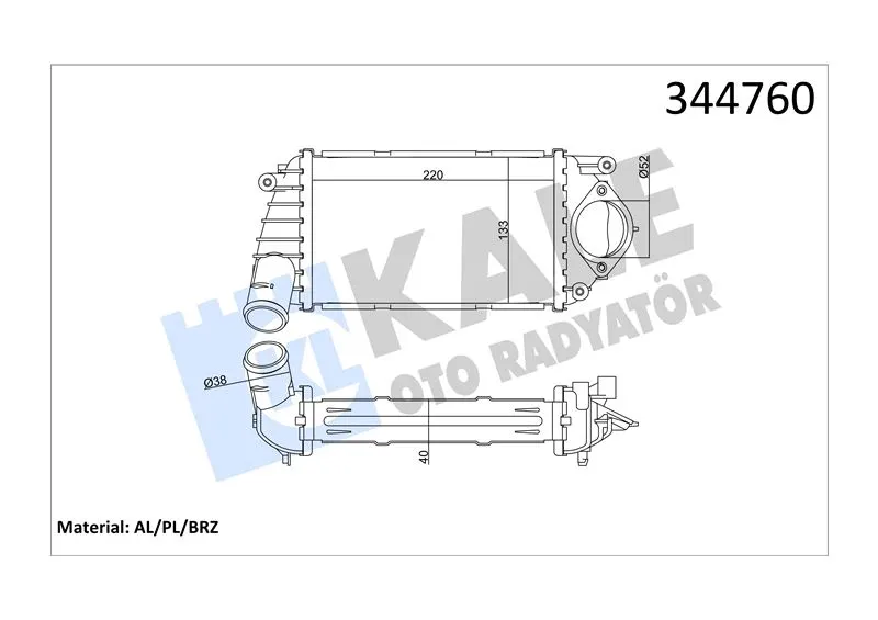 KALE RADYATOR TURBO RADYATÖRÜ INTERCOOLER KALE 344760