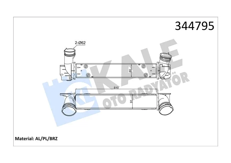 KALE RADYATOR TURBO RADYATÖRÜ INTERCOOLER KALE 344795