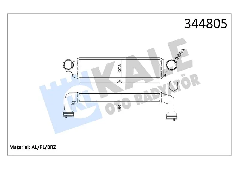KALE RADYATOR TURBO RADYATÖRÜ INTERCOOLER KALE 344805