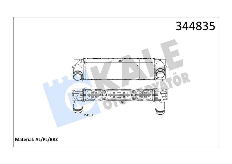 KALE RADYATOR TURBO RADYATÖRÜ INTERCOOLER KALE 344835