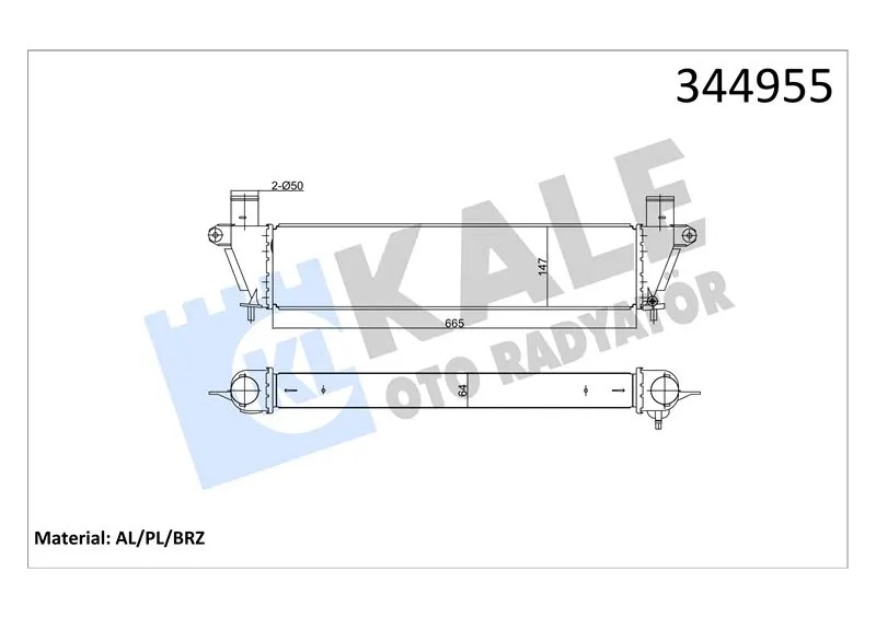 KALE RADYATOR TURBO RADYATÖRÜ INTERCOOLER KALE 344955