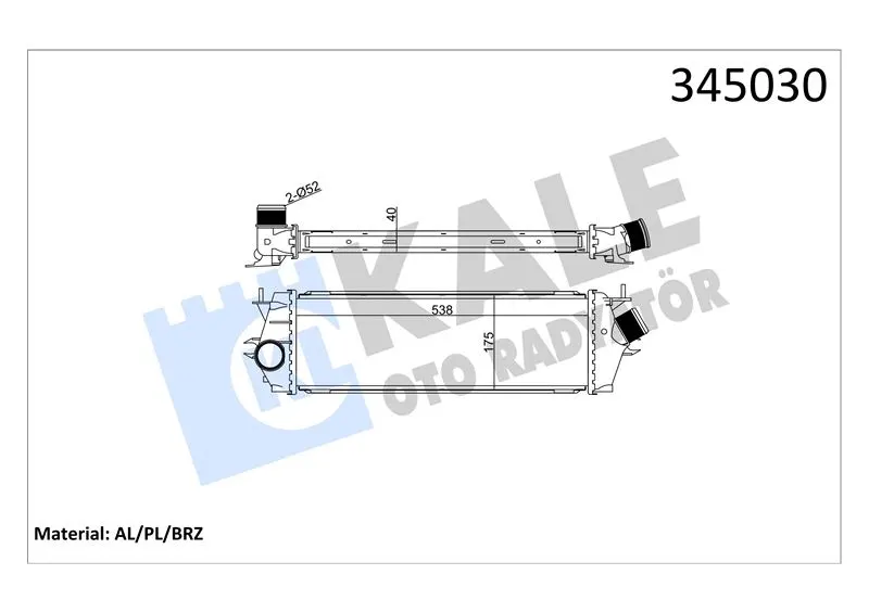 KALE RADYATOR TURBO RADYATÖRÜ INTERCOOLER KALE 345030