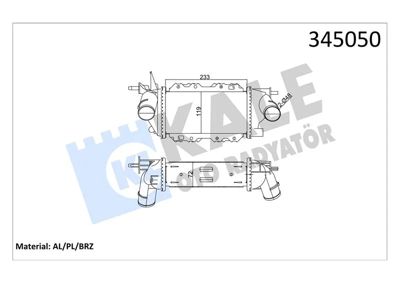 KALE RADYATOR TURBO RADYATÖRÜ INTERCOOLER KALE 345050