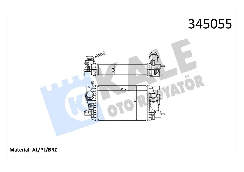 KALE RADYATOR TURBO RADYATÖRÜ INTERCOOLER KALE 345055