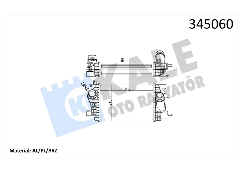 KALE RADYATOR TURBO RADYATÖRÜ INTERCOOLER KALE 345060