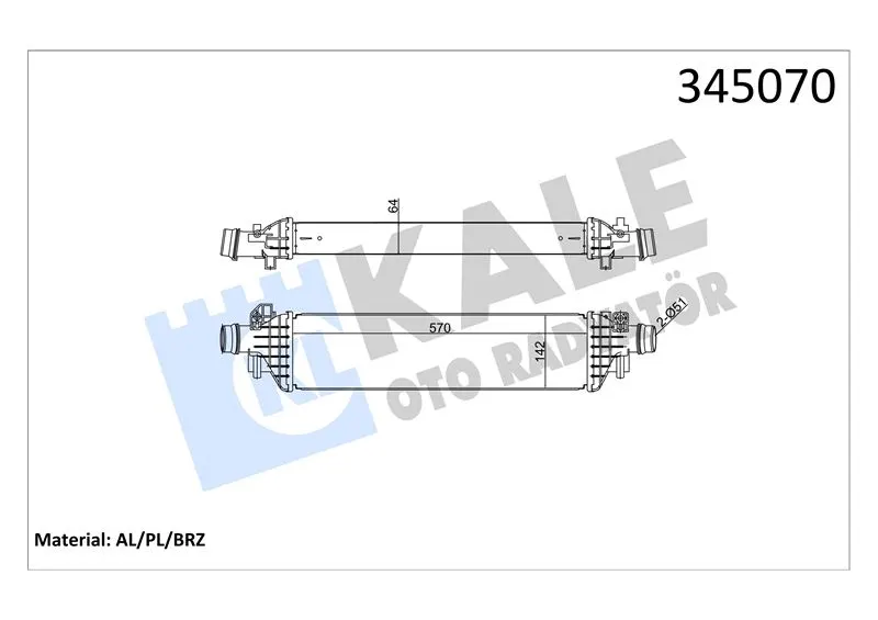 KALE RADYATOR TURBO RADYATÖRÜ INTERCOOLER KALE 345070