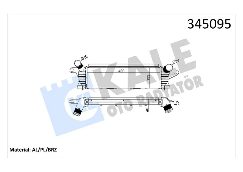 KALE RADYATOR TURBO RADYATÖRÜ INTERCOOLER KALE 345095
